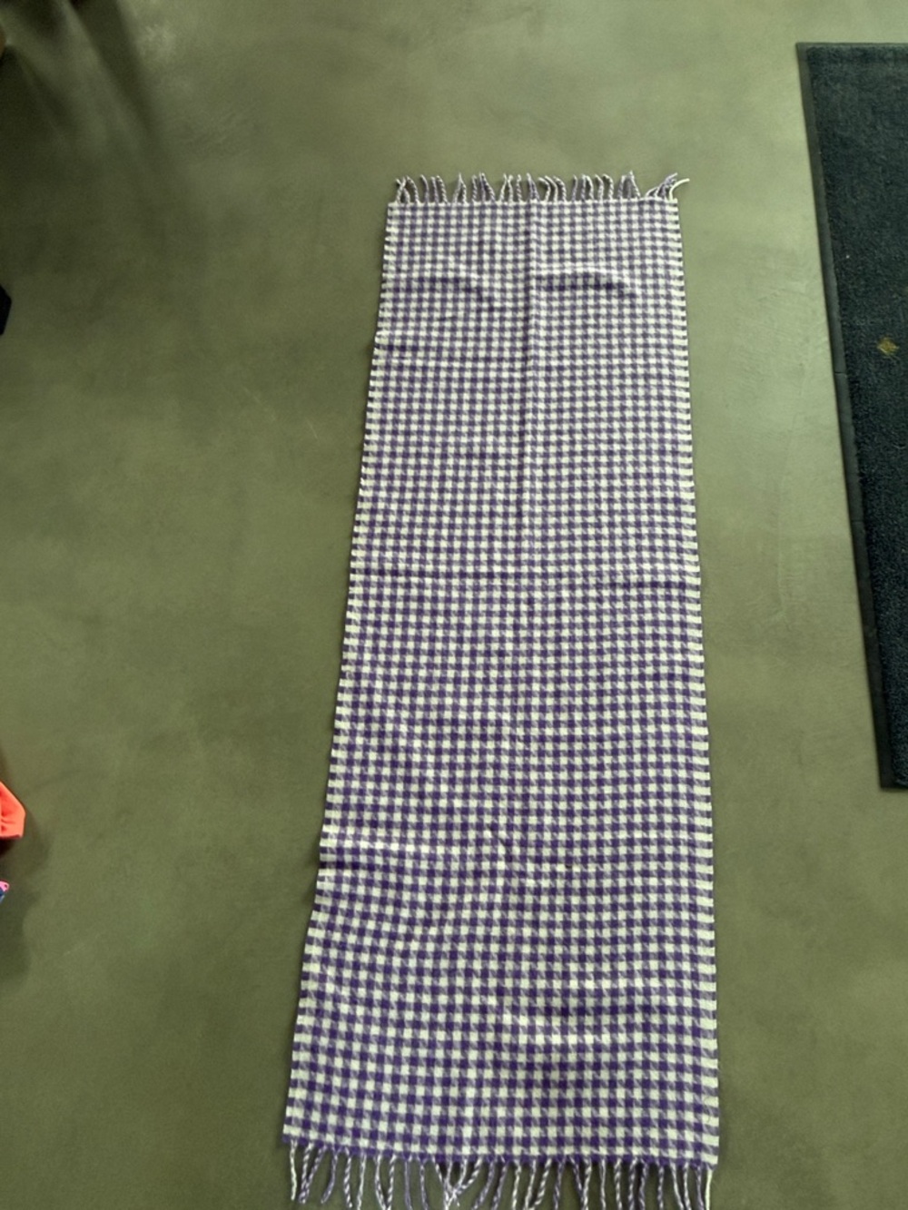 Zara Purple and White Houndstooth Fringe Scarf